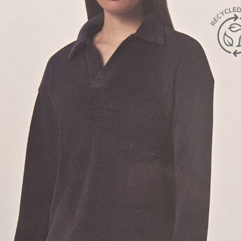 Mondetta Corduroy Fleece Pullover V-Neck Womens Black Small